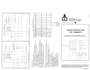 ATARI-SY6500 Instruction Set Summary - Front/Anverso