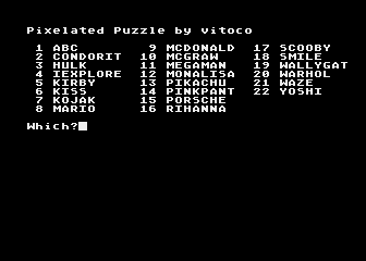 PIXPUZ menu